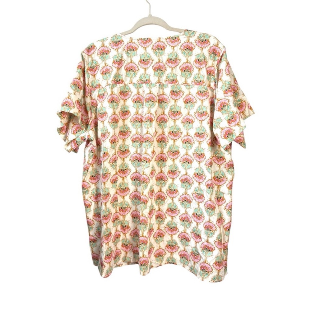 entro Plus Size 1X Top Dreaming In Detail Cream White Printed‎ Blouse Floral - Picture 6 of 8